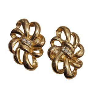 Vtg Bluette made in France Rhinestone Gold Tone Shoe Clips